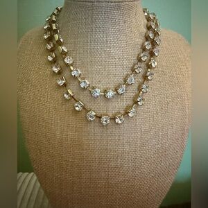 Elegant Gold and White Stone Necklace